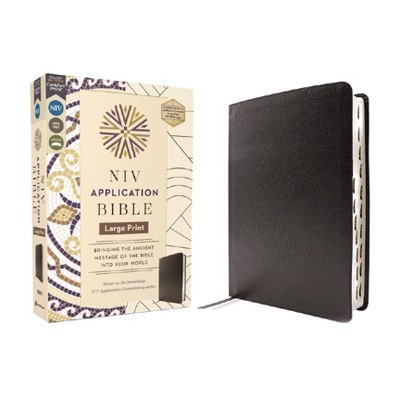 NIV Application Bible, Large Print, European Bonded Leather, Black, Red Letter, Indexed, Comfort Print - (NIV Application Commentary Resources)