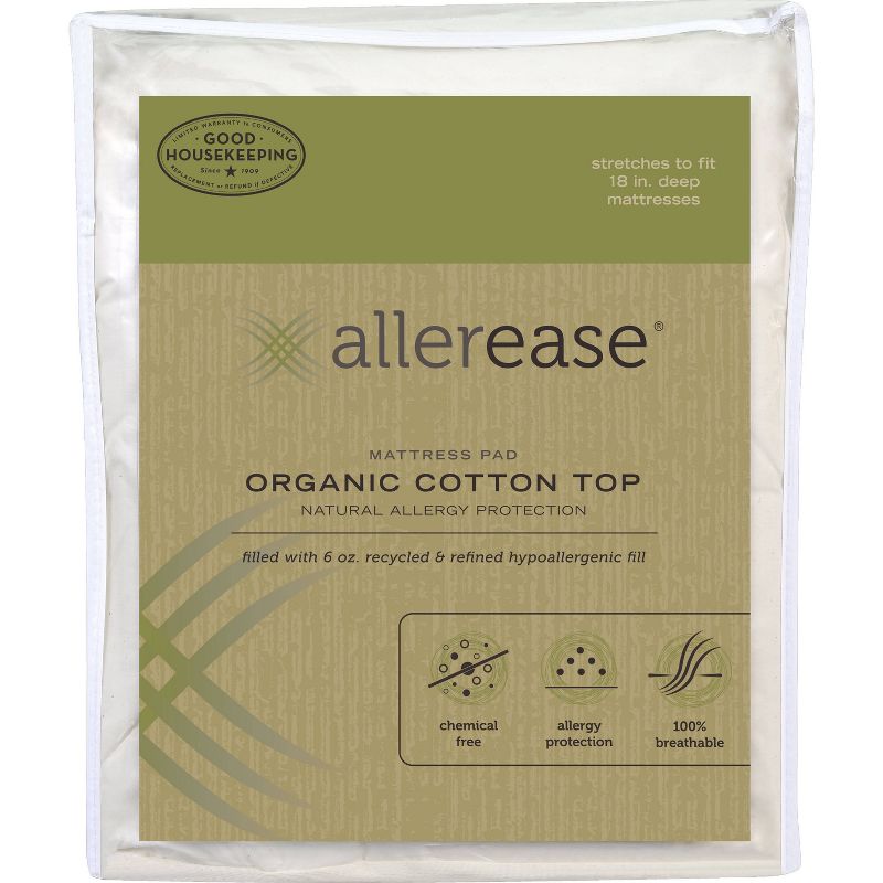 Organic Cotton Cover Allergy Protection Mattress Pad - AllerEase, 1 of 7