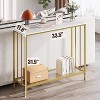 Console Table, Sofa Tables Narrow Entryway Table with Glass Shelf and Metal Frame, 41.5" Behind Couch Table Industrial Hallway Table , Rustic Grey - 2 of 4