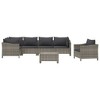 vidaXL 7 Piece Patio Lounge Set with Cushions Gray Poly Rattan - 3 of 4