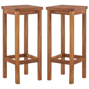 vidaXL Bar Chairs 2 pcs Solid Acacia Wood - 1 of 4