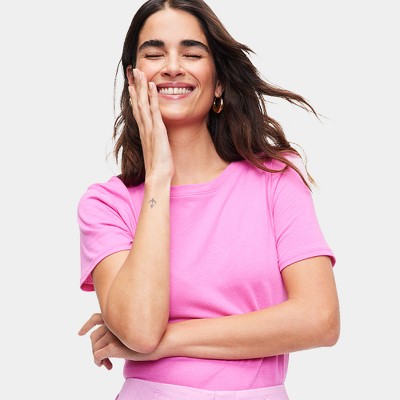 Lucky Brand, Tops, Lucky Brand Ringer Tshirt Womens Large Pink 9s  California Logo New
