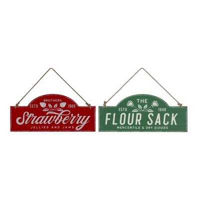 Transpac MDF Strawberry Farm Wall Decor Set of 2 Spring Home Decorations