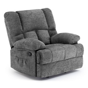 PAGED Oversized Rocker Recliner Chair,350lbs Capacity Swivel Chair with 3-Position,Recliner Sofa for Living Room,Apartment,Gray - 1 of 4