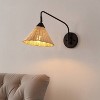 JONATHAN Y Kiawah 11" 1-Light Vintage Coastal Rattan/Metal Swing Arm LED Sconce Black/Natural: UL Listed, Includes Mounting Hardware - 2 of 4