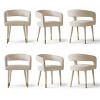 Modern Upholstered Dining Chairs Set of 6, Cushioned Seat with Armrest, Metal Legs, Dining Room and Kitchen Chairs-Maison Boucle - 2 of 4