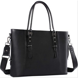 PU Leather Laptop Tote Bag for Women, Waterproof Large Capacity Business Work Briefcase Shoulder - 1 of 4