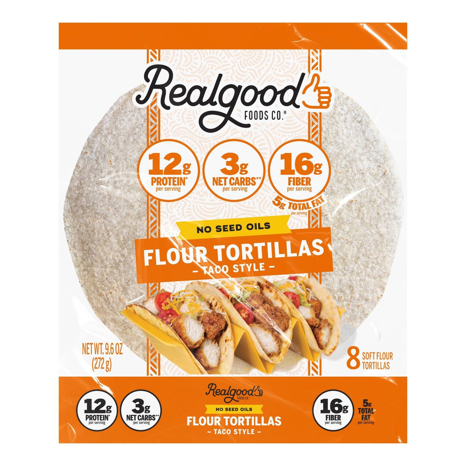 Real Good Soft Taco Low Carb Flour Tortillas - 9.6oz/8ct
