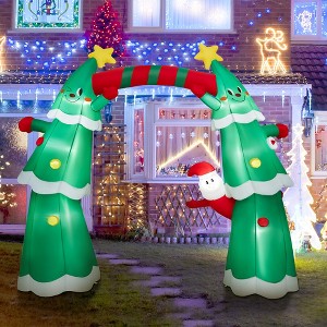 Costway 11FT Inflatable Christmas Tree Arch Party Decoration with Santa Claus LED Lights - 1 of 4