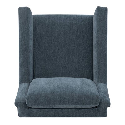 Mid-Century Slate Blue Accent Chair with Gold Legs