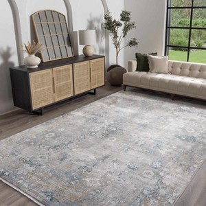 Hauteloom Meggett Luxury Fringed Faux Silk Rug - 1 of 4