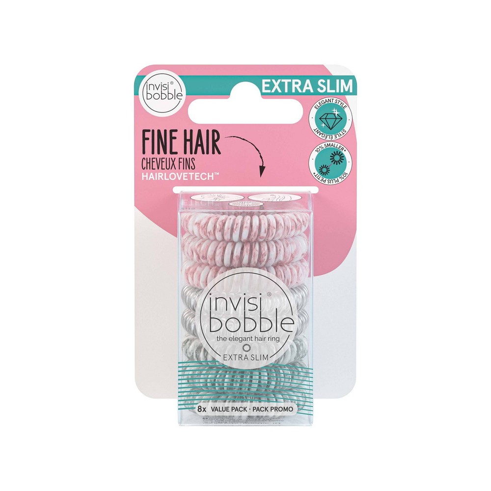 invisibobble Extra Slim Value Pack Marbelous Hair Elastics - 8ct