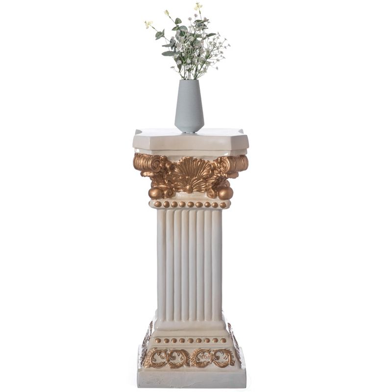 Uniquewise Fiberglass White and Gold Plinth Roman Column Ionic Piller Pedestal Stand for Wedding or Party, Living Room Decor - Photography Props, 3 of 8
