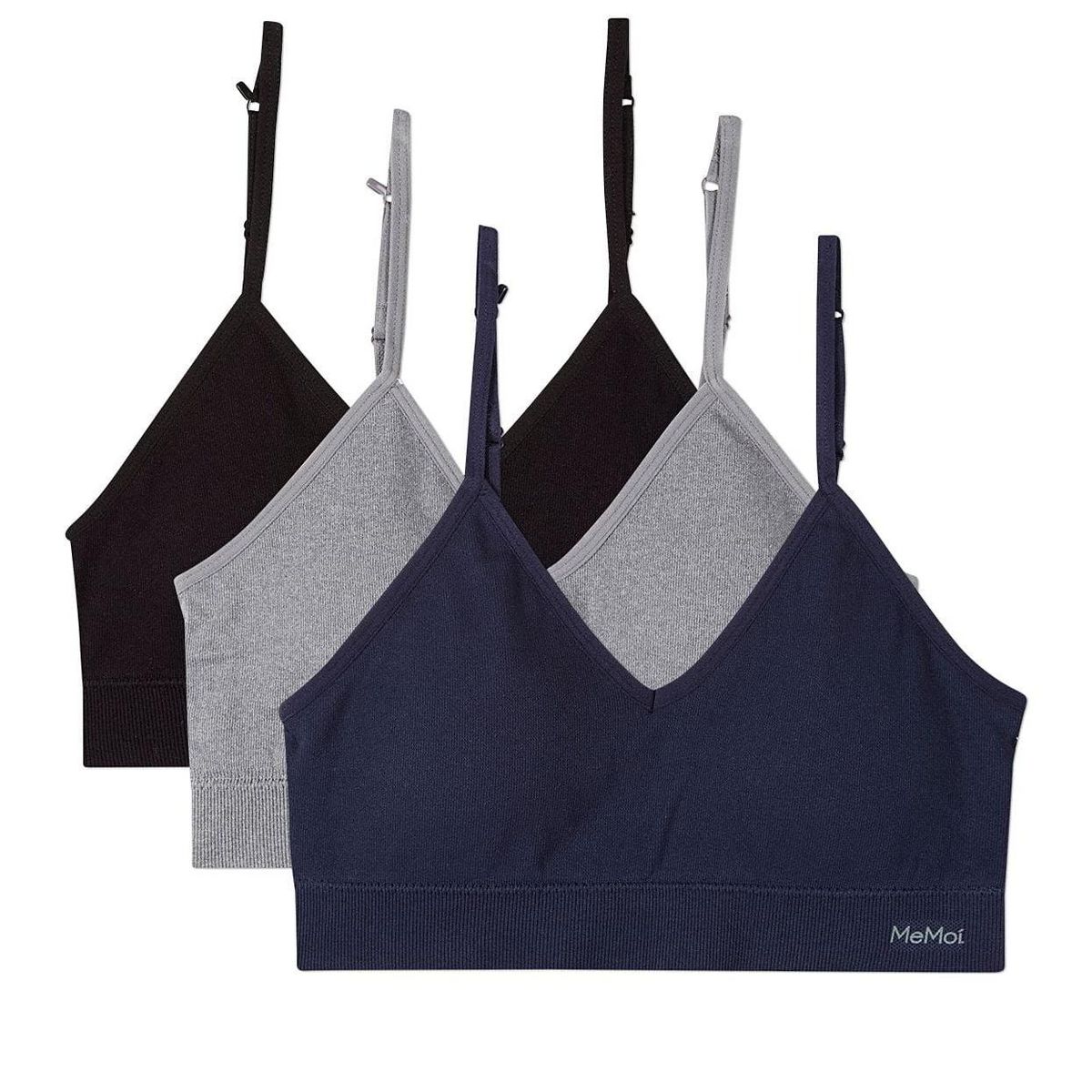 Memoi 3 Pack Women's Seamless Low-Back V-Neck Tag-Free Padded Pullover Bras - thumbnail 10