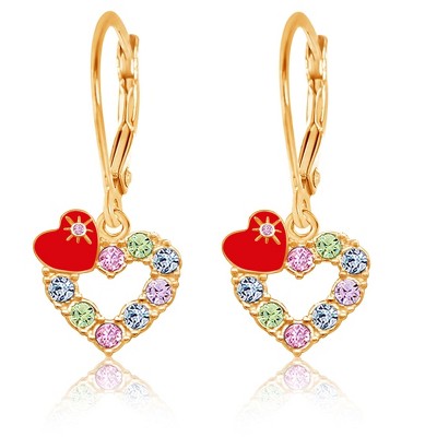 Chanteur Hypoallergenic Kids Jewelry Accessories April White CZ Stud Earring Yellow Gold Brass Plating leverback is made from 925 Sterling silver
