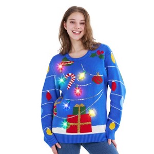Joyfy Ugly Christmas Sweater for Women Built-in Bulbs LED Light Up Christmas Tree, Funny Christmas Party Sweater Women - 1 of 4