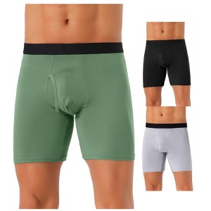 INSPIRE CHIC Men's 3 Pack Solid Color Soft Stretch Open-fly Basic Boxer Briefs - 1 of 4
