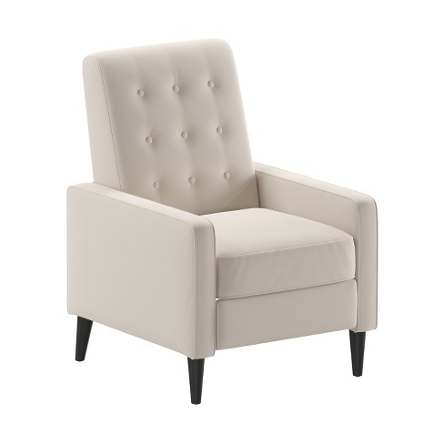 Button tufted leather online recliner