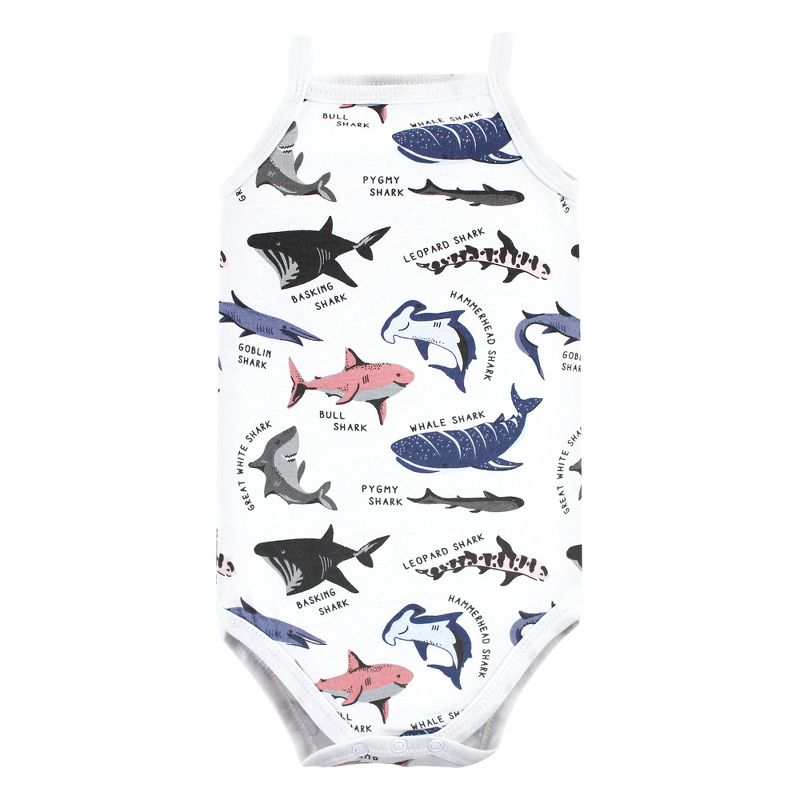 Hudson Baby Infant Girl Cotton Sleeveless Bodysuits, Girl Shark Types, 5 of 9