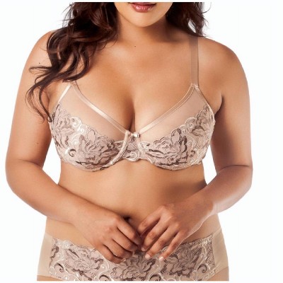Women's Pearl Lotus Embroidered Underwire Bra - Curvy Couture
