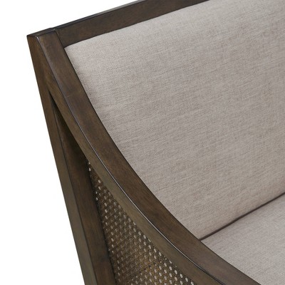 Lily Pond Dark Coffee Wood & Cane Accent Armchair