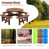 Dexmalle 8-person Round Wooden Picnic Table Outdoor Table w/ Umbrella Hole & Benches - 2 of 4