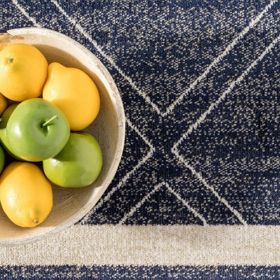 Blue Reversible Synthetic Rectangular Indoor/Outdoor Rug