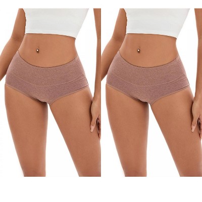 INSPIRE CHIC 2 Pcs Women's Plus Size High Waisted Tummy Control Briefs Butt Lifter Control Panties