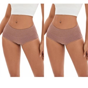 INSPIRE CHIC 2 Pcs Women's Plus Size High Waisted Tummy Control Briefs Butt Lifter Control Panties - 1 of 4