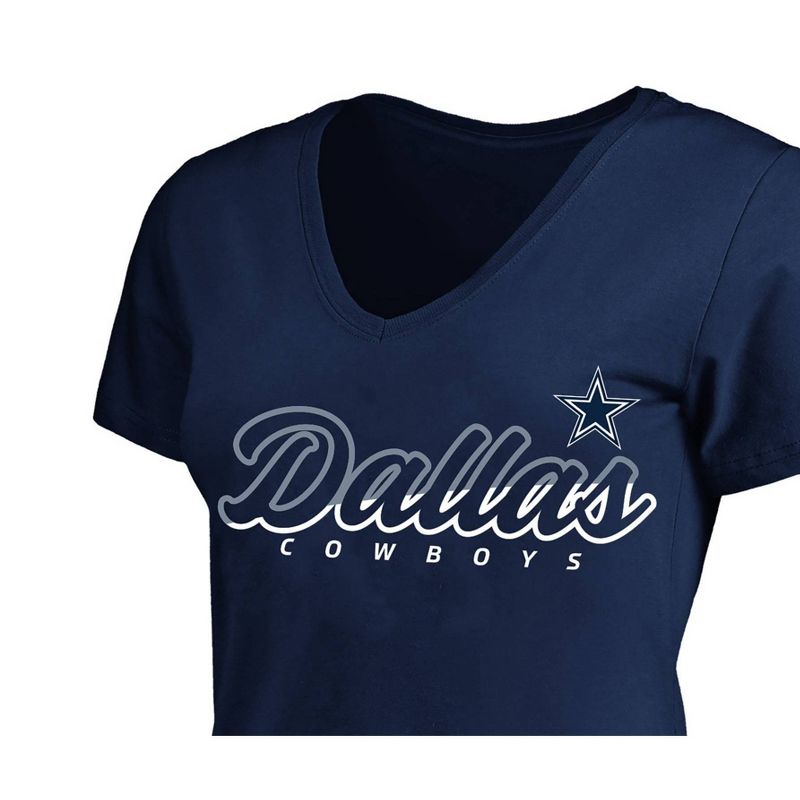 NFL Dallas Cowboys Short Sleeve V-Neck Plus Size T-Shirt, 3 of 4