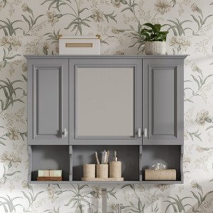 MOEPISY Wall Mounted Bathroom Medicine Cabinet, Modern Bathroom Wall Cabinet with Mirror, Mirror Cabinet with Open Shelves - 1 of 4