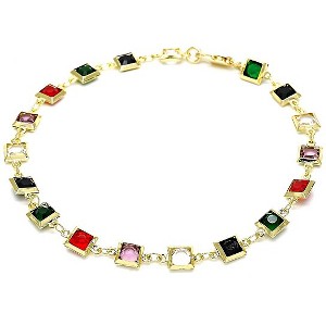 RMZ GOLD NYC 18K GOLD FILLED HIGH POLISH FINSH DARK BLOCK CRYSTAL ANKLET - 1 of 2