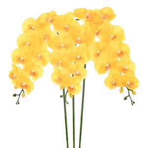 Unique Bargains Artificial Orchid Flowers Nine-headed Large Faux Phalaenopsis Silk Bouquets Real Touch 37 Inch - 1 of 4