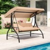 Costway 3-Seat Patio Swing with Canopy with Removable Cushions & Side Pockets Stand Black/Gray/Red/Brown/Beige - 2 of 4