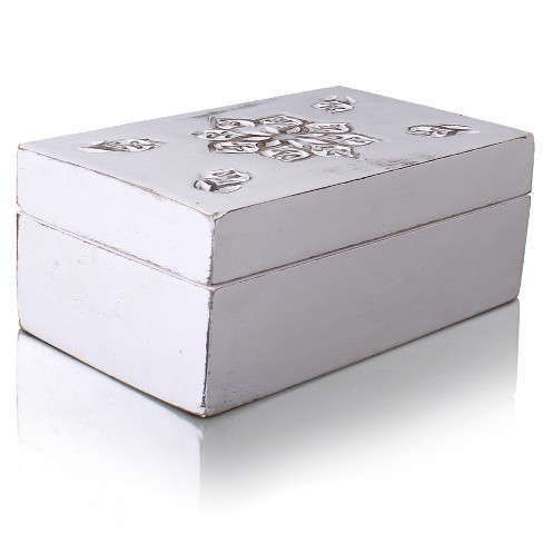 Mela Artisans Wood Keepsake Box with Hinged Lid, 10.5 x 7.5 x 4