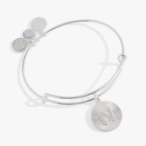 Alex and Ani Initial N Pave Starburst Texture Bangle - 1 of 3