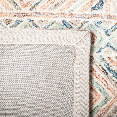 Micro-Loop Blue and Green Hand-Tufted Wool Square Area Rug