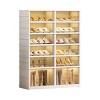 Shoe Storage Cabinet 6 Tiers For 24 Pairs, Shoe Rack With Transparent Frosted Doors, Shoe Cabinet Closet Which Is Foldable Shoe Boexe-Cuddlewood - 3 of 4
