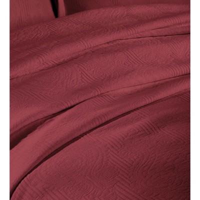 Garnet Red Cotton Twin Bedspread Set with Pillow Shams