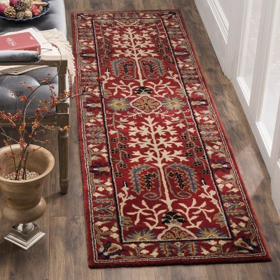 Hand-Tufted Red and Multicolor Wool Runner Rug, 2'3" x 12'