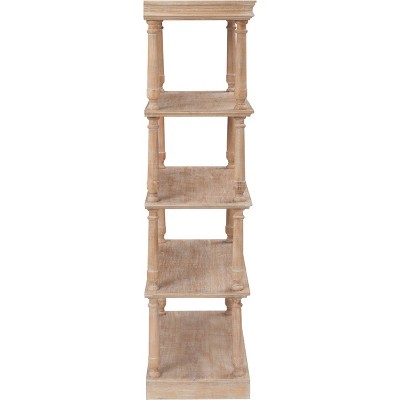 Maxwell Natural Wood 60" 4-Tier Bookshelf with Distressed Finish