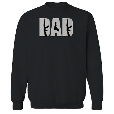 Rerun Island Men's Dad Weapons Long Sleeve Graphic Cotton Pullover Sweatshirt - Black M