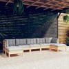 vidaXL Solid Pinewood Patio Lounge Set 7 Piece with Cushions Multi Colors - Brown and Gray - 2 of 4