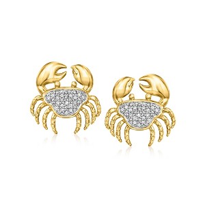 Ross-Simons 0.10 ct. t.w. Diamond Crab Earrings in 18kt Gold Over Sterling - 1 of 3