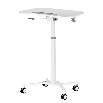 White Adjustable Height Mobile Laptop Stand with Steel Frame