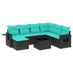 vidaXL 8 Piece Patio Sofa Set with Cushions Black Poly Rattan - 1 of 4