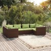 vidaXL 6 Piece Patio Lounge Set with Modular Design in PE Rattan and Steel - Comfortable Outdoor Furniture with Cushions in Brown and Green. - 2 of 4