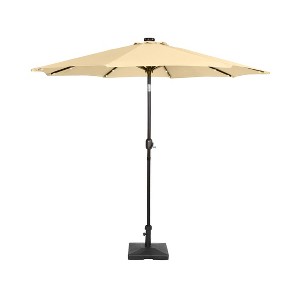WestinTrends 9 Ft Outdoor Patio Solar LED Market Umbrella with Square Concrete Base - 1 of 3