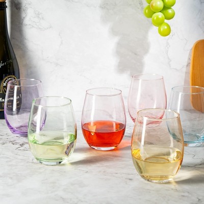 The Wine Savant Italian Colored Crystal Drinking Glasses, Perfect For