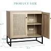 Jojoka Beige Sideboard Buffet Cabinet with Storage, Boho Rattan Storage Cabinet - 2 of 4